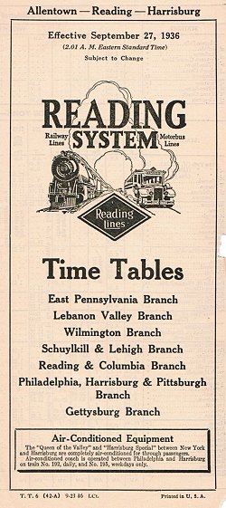 Reading Company Public Timetable