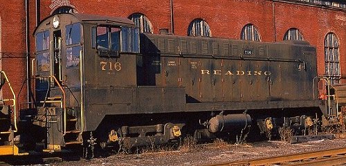 Baldwin DS4-4-1000 #716 was the shop switcher at the Reading Locomotive Shops until December, 1975.  Photo courtesy Kim Piersol.