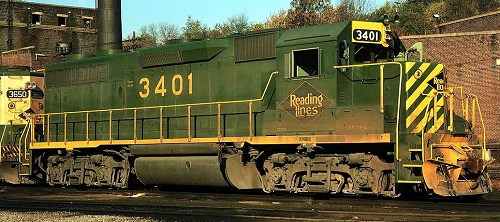 Reading GP39-2 #3401 awaits its next assignment at the Bethlehem Engine Terminal.