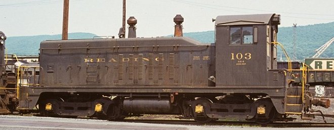 Reading NW2 #103 in Reading, PA.  This locomotive has been preserved and restored by the RCT&HS.  Photo courtesy Kim Piersol.