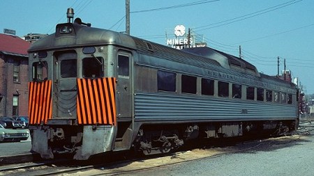 RDC #9151 lays over at Pottsville. Note the strobe light and orange safety stripes added in the 1970s. Photo courtesy Kim Piersol.
