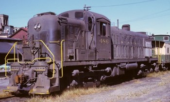 Late in its career, Reading Alco RS-3 #486 rests at Pottsville, PA.  Photo courtey Kim Piersol.