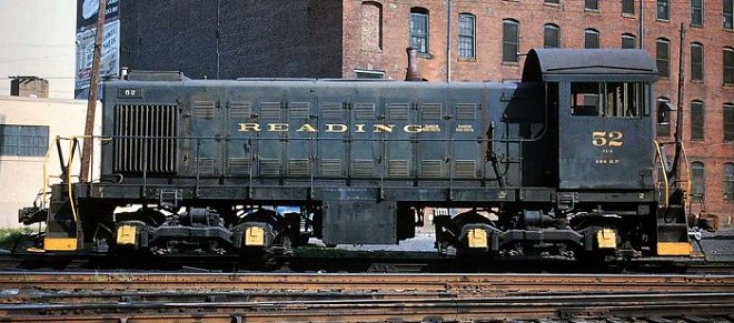 Reading Alco S-1 switcher #52 at work in the Philadelphia area.